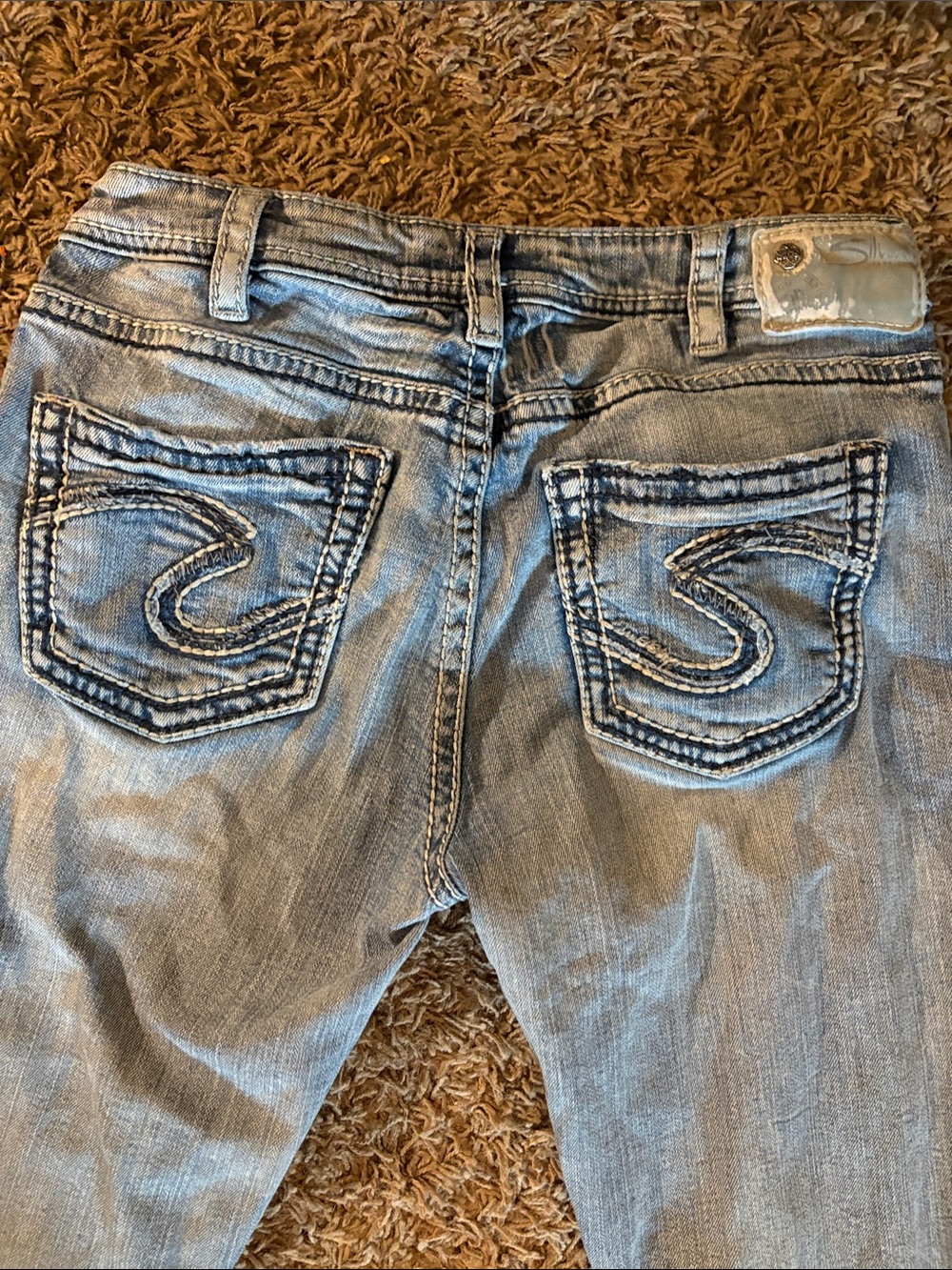 Silver Jeans Suki High Baby Boot Light Wash Denim Jeans W30 L33 Thick Stitch - Picture 5 of 5